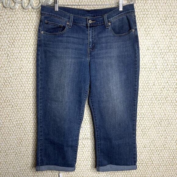 Levi Strauss & Co Light Blue Capri Denim Cotton Jeans Size 12 - Picture 1 of 9